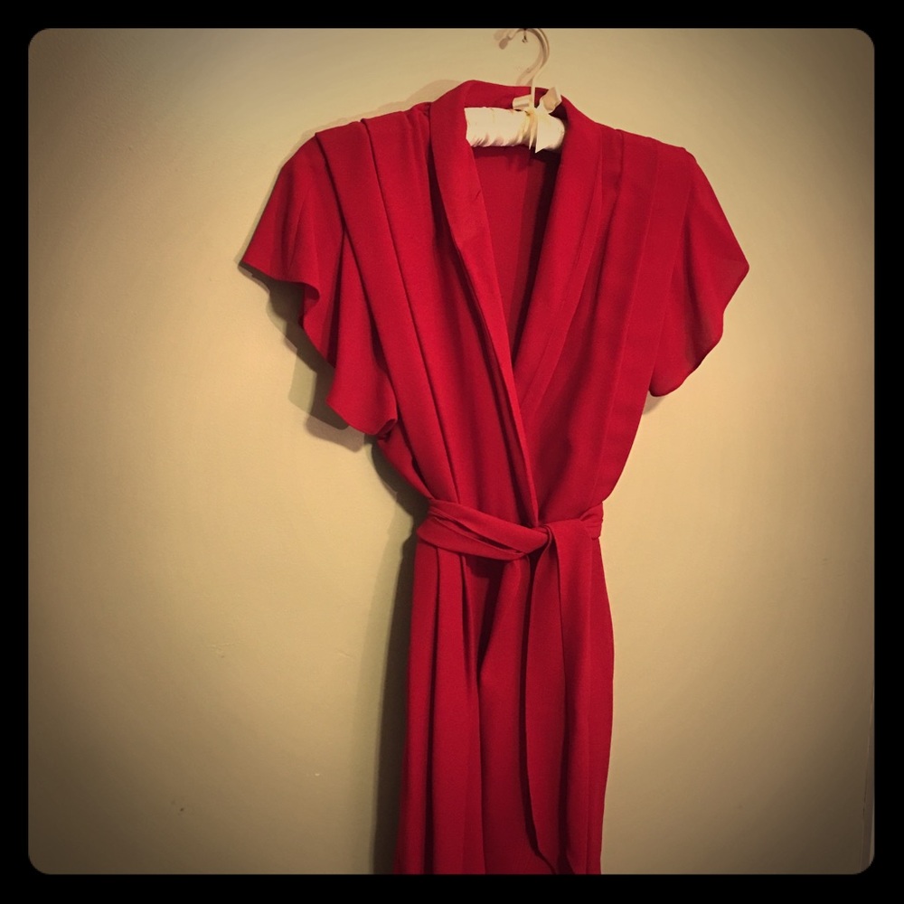 Red crepe jumpsuit